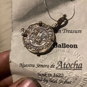 Atocha 8 Reales Shipwreck Coin 14K Bezel w/ Mel Fisher COA Grade